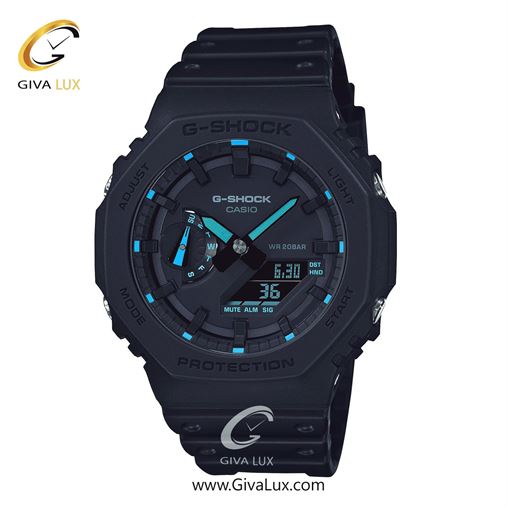 ساعت مچی اورجینال مردانه کاسیو Casio دو زمانه مشکی | مشکی| مشکی| کد رفرنس جی شاک G-Shock GA-2100-1A2