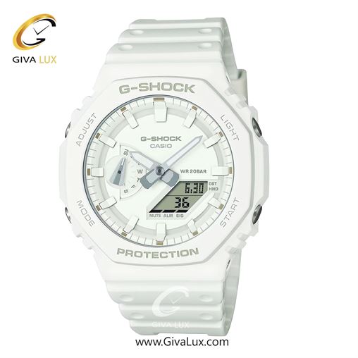 ساعت مچی اورجینال مردانه کاسیو Casio دو زمانه سفید | سفید| سفید| کد رفرنس جی شاک G-Shock GA-2100-7A7DR