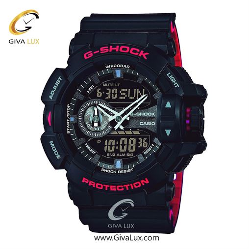 ساعت مچی اورجینال مردانه کاسیو Casio دو زمانه مشکی | مشکی-قرمز| مشکی| کد رفرنس جی شاک G-Shock GA-400HR-1AHDR