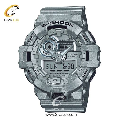 ساعت مچی اورجینال مردانه کاسیو Casio دو زمانه نقره ای | نقره ای| نقره ای| کد رفرنس جی شاک G-Shock GA-700FF-8A