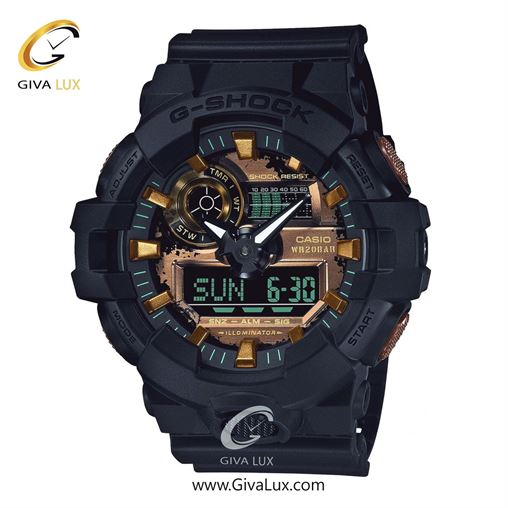 ساعت مچی اورجینال مردانه کاسیو Casio دو زمانه مشکی | مشکی| قهوه ای| کد رفرنس جی شاک G-Shock GA-700RC-1ADR