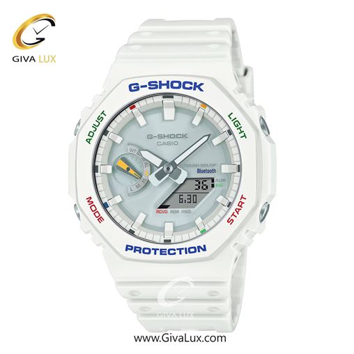 ساعت مچی اورجینال مردانه کاسیو Casio دو زمانه سفید | سفید| آبی خاکستری| کد رفرنس جی شاک G-Shock GA-B2100FC-7ADR