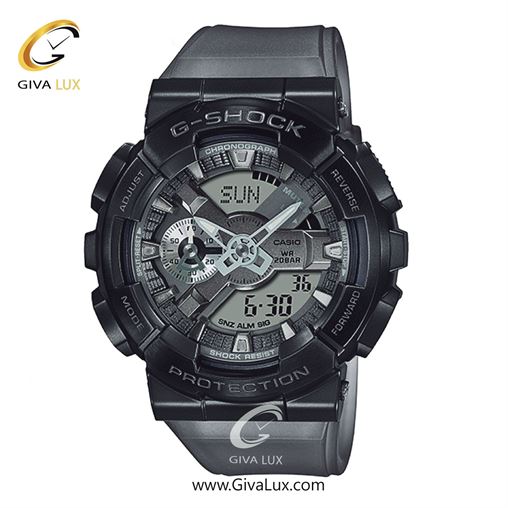 ساعت مچی اورجینال مردانه کاسیو Casio دو زمانه مشکی | طوسی| دودی|تیتانیوم| کد رفرنس جی شاک G-Shock GM-110MF-1ADR