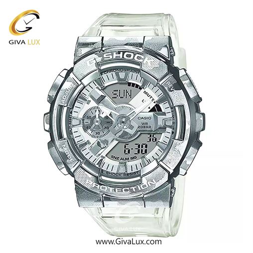 ساعت مچی اورجینال مردانه کاسیو Casio دو زمانه نقره ای | سفید| نقره ای| کد رفرنس جی شاک G-Shock GM-110SCM-1ADR