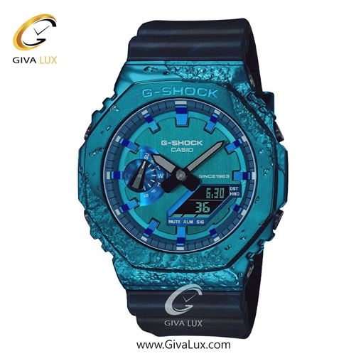 ساعت مچی اورجینال مردانه کاسیو Casio دو زمانه سبزآبی | سرمه ای| سبزآبی| کد رفرنس جی شاک G-Shock GM-2140GEM-2ADR