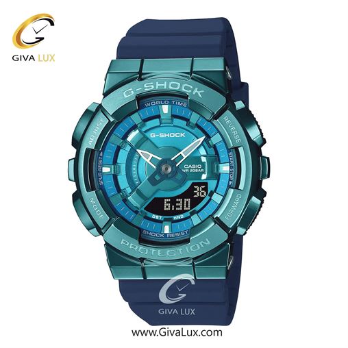 ساعت مچی اورجینال زنانه کاسیو Casio دو زمانه سبزآبی | سرمه ای| سبزآبی| کد رفرنس جی شاک G-Shock GM-S110LB-2ADR