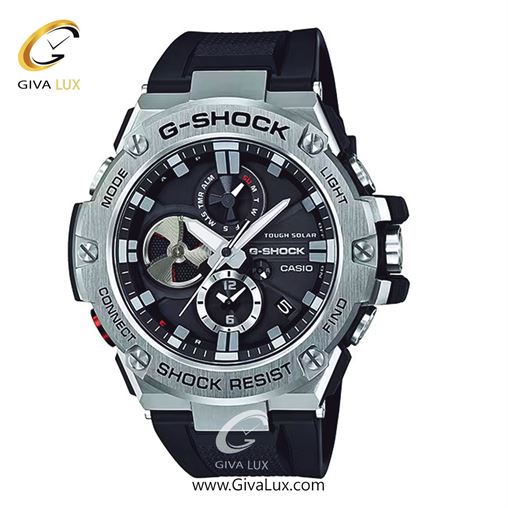 ساعت مچی اورجینال مردانه کاسیو Casio سه موتوره فول تایم نقره ای | مشکی| مشکی| کد رفرنس جی شاک G-Shock GST-B100-1ADR