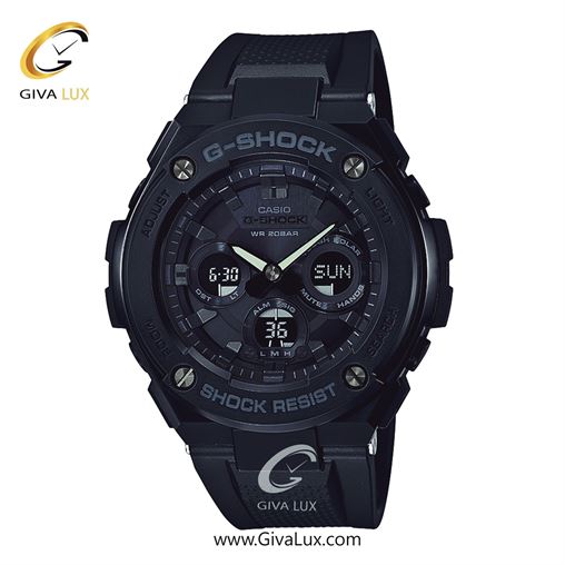 ساعت مچی اورجینال مردانه کاسیو Casio دو زمانه مشکی | مشکی| مشکی| کد رفرنس جی شاک G-Shock GST-S300G-1A1DR