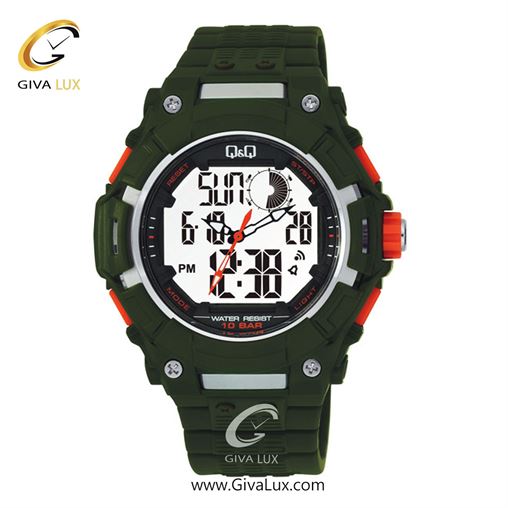 ساعت مچی اورجینال مردانه کیو اند کیو Q&Q دو زمانه سبز | سبز| سفید| کد رفرنس GW80J004Y