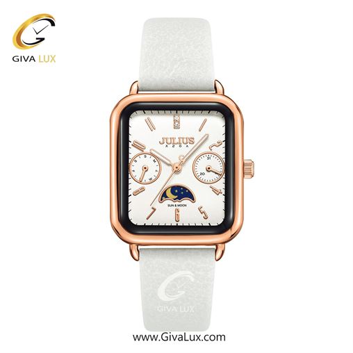 ساعت مچی اورجینال زنانه جولیوس سه موتوره فول تایم رزگلد-مشکی | سفید| سفید| کد رفرنس JA-1481A