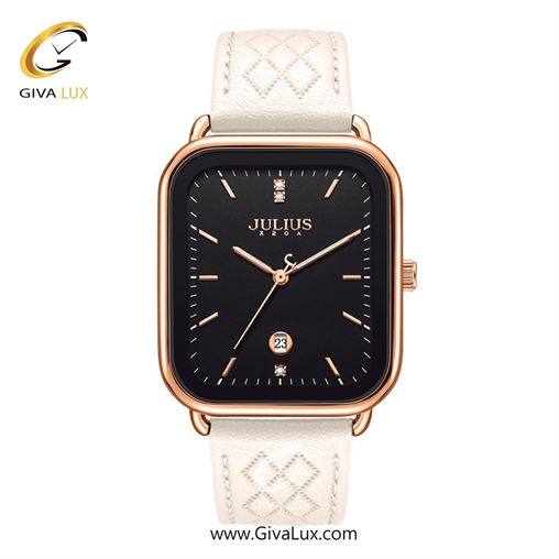ساعت مچی اورجینال زنانه جولیوس | JULIUS رزگلد | بژ -کرم| مشکی| کد رفرنس JA-1531B