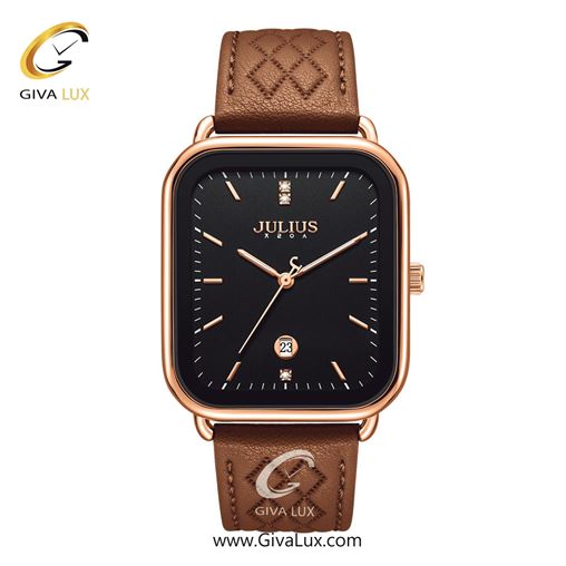 ساعت مچی اورجینال زنانه جولیوس | JULIUS رزگلد | شتری| مشکی| کد رفرنس JA-1531C