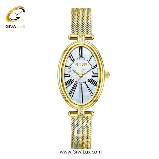 ساعت مچی اورجینال زنانه جولیوس طلایی | طلایی-نقره ای| آبی| کد رفرنس JA-1555B