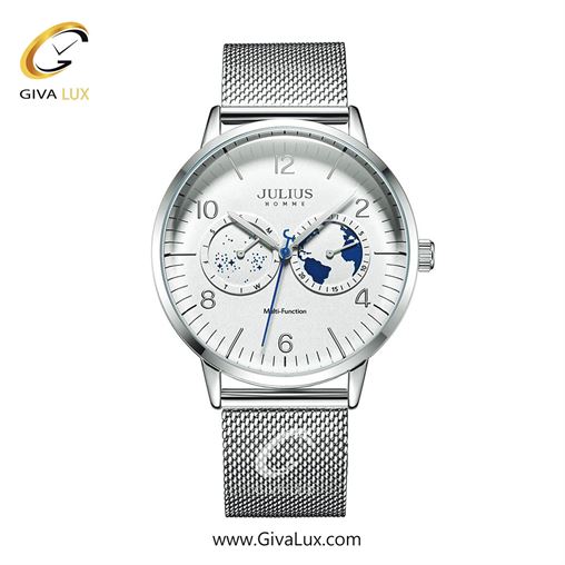 ساعت مچی اورجینال مردانه جولیوس سه موتوره فول تایم نقره ای | نقره ای| سفید| کد رفرنس JAH-117A