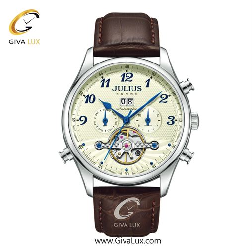 ساعت مچی اورجینال مردانه جولیوس سه موتوره فول تایم نقره ای | قهوه ای| کرم| کد رفرنس JAH-154A