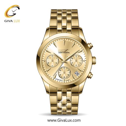 ساعت مچی اورجینال زنانه سیکو (کانتیننتال) | Seiko (Continental) سه موتوره کرنوگراف طلایی | طلایی| طلایی| کد رفرنس 0425