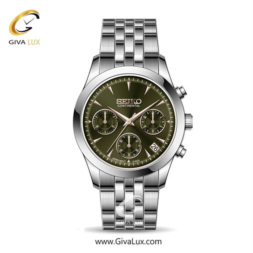 ساعت مچی اورجینال زنانه سیکو (کانتیننتال) | Seiko (Continental) سه موتوره کرنوگراف نقره ای | نقره ای| زیتونی| کد رفرنس 0425