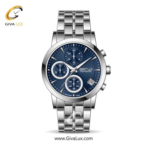 ساعت مچی اورجینال زنانه سیکو (کانتیننتال) | Seiko (Continental)  سه موتوره کرنوگراف نقره ای | نقره ای| سرمه ای| کد رفرنس 0428