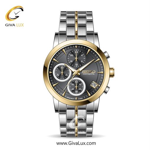ساعت مچی اورجینال زنانه سیکو (کانتیننتال) | Seiko (Continental) سه موتوره کرنوگراف طلایی | نقره ای-طلایی| دودی|تیتانیوم| کد رفرنس 0428