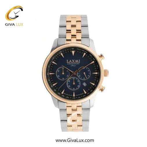ساعت مچی اورجینال زنانه لاکسمی سه موتوره کرنوگراف رزگلد | رزگلد-نقره ای| سرمه ای| کد رفرنس 8563-2L