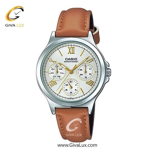 ساعت مچی اورجینال زنانه کاسیو Casio سه موتوره فول تایم نقره ای | عسلی| نقره ای| کد رفرنس LTP-V300L-7A2