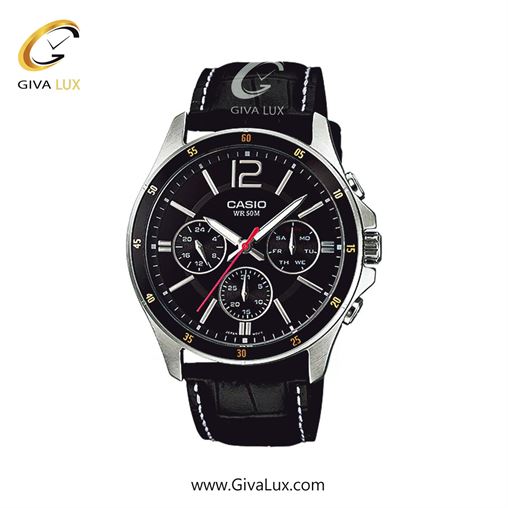 ساعت مچی اورجینال مردانه کاسیو Casio سه موتوره فول تایم نقره ای | مشکی| مشکی| کد رفرنس MTP-1374L-1AVDF