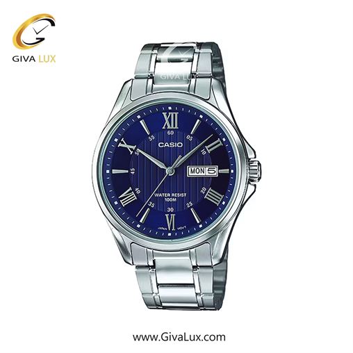 ساعت مچی اورجینال مردانه کاسیو Casio نقره ای | نقره ای| سرمه ای| کد رفرنس MTP-1384D-2AVDF