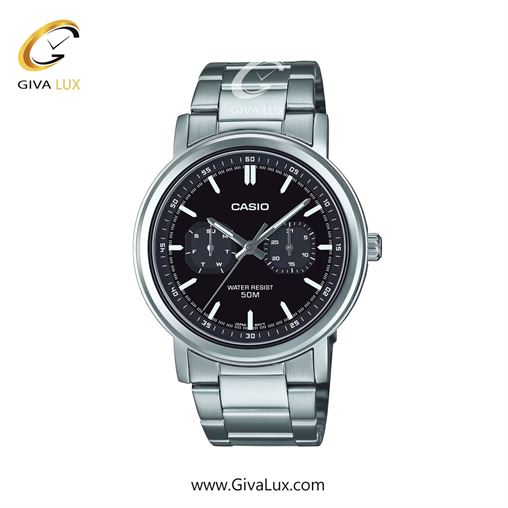 ساعت مچی اورجینال مردانه کاسیو Casio سه موتوره فول تایم نقره ای | نقره ای| مشکی| کد رفرنس MTP-E335D-1EVDF