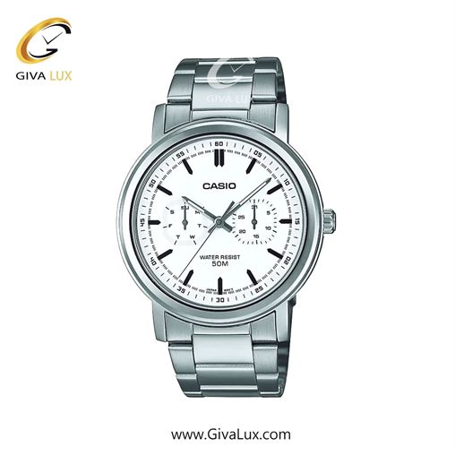 ساعت مچی اورجینال مردانه کاسیو Casio سه موتوره فول تایم نقره ای | نقره ای| سفید| کد رفرنس MTP-E335D-7EVDF