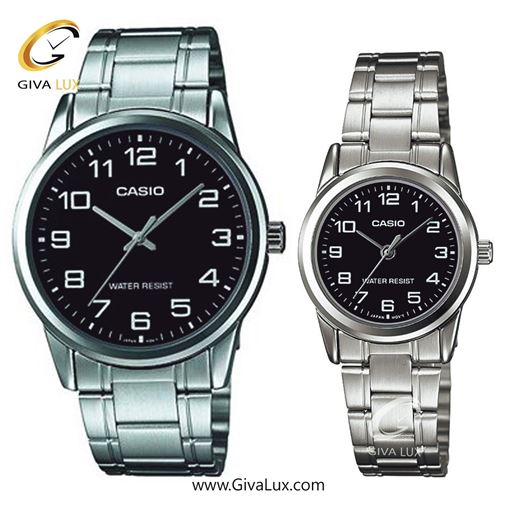 ساعت مچی اورجینال ست کاسیو Casio نقره ای | نقره ای| مشکی| کد رفرنس مردانه: MTP-V001D-1BUDF، زنانه: LTP-V001D-1BUDF
