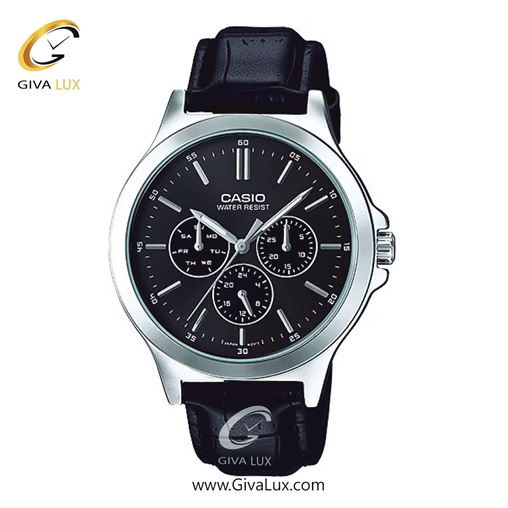 ساعت مچی اورجینال مردانه کاسیو Casio سه موتوره فول تایم نقره ای | مشکی| مشکی| کد رفرنس MTP-V300L-1A