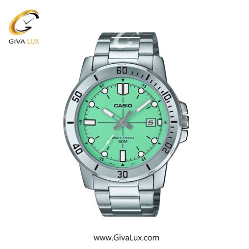 ساعت مچی اورجینال مردانه کاسیو Casio نقره ای | نقره ای| سبز| کد رفرنس MTP-VD01D-3E1V
