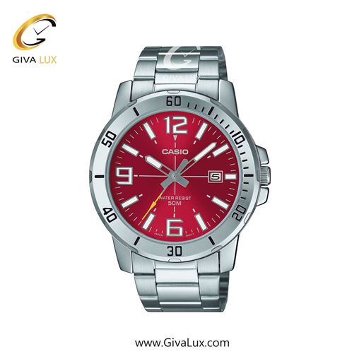 ساعت مچی اورجینال مردانه کاسیو Casio نقره ای | نقره ای| قرمز| کد رفرنس MTP-VD01D-4BVUDF