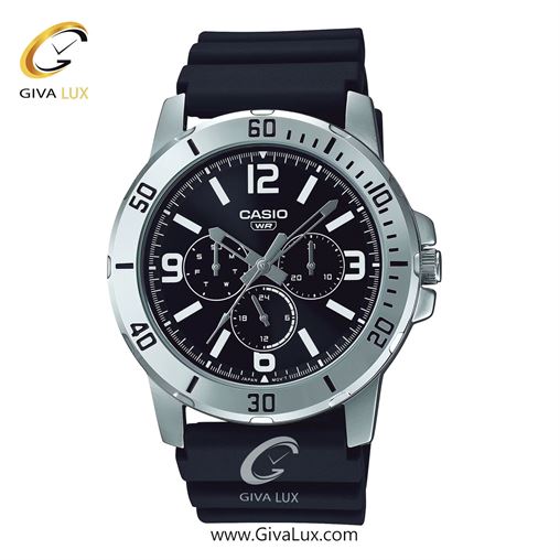 ساعت مچی اورجینال مردانه کاسیو Casio سه موتوره فول تایم نقره ای | مشکی| مشکی| کد رفرنس MTP-VD300-1BUDF