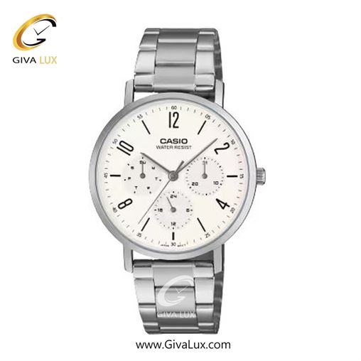 ساعت مچی اورجینال مردانه کاسیو CASIO سه موتوره فول تایم نقره ای | نقره ای| سفید| کد رفرنس MTP-VT06D-7BDF