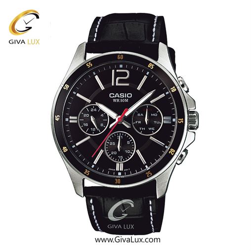 ساعت مچی اورجینال مردانه کاسیو Casio سه موتوره فول تایم نقره ای | مشکی| مشکی| کد رفرنس MTP-1374L-1AVDF