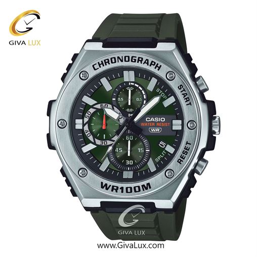 ساعت مچی اورجینال مردانه کاسیو Casio سه موتوره کرنوگراف نقره ای | سبز| سبز| کد رفرنس MWA-300H-3AVDF