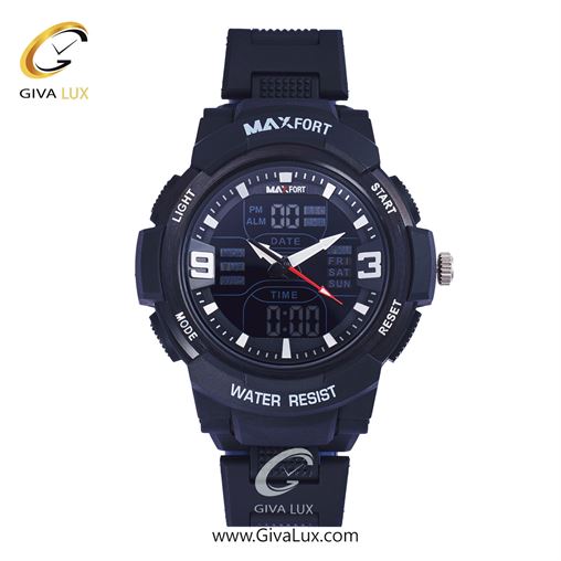 ساعت مچی اورجینال مکس فورت (MAXFORT) مردانه دو زمانه مشکی/ مشکی/ مشکی - MX-1912/B