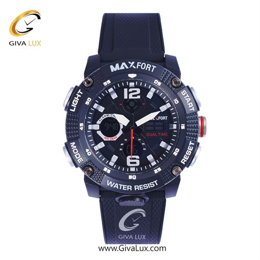 ساعت مچی اورجینال مکس فورت (MAXFORT) مردانه دو زمانه مشکی/ مشکی/ مشکی -  MX-8039/B