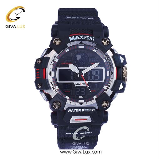 ساعت مچی اورجینال مکس فورت (MAXFORT) مردانه دو زمانه مشکی/ مشکی/ مشکی -  MX-8078/BR