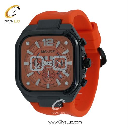 ساعت مچی اورجینال مردانه مکس فورت (MAXFORT) سه موتوره کرنوگراف مشکی | نارنجی| نارنجی| کد رفرنس MX-9004G