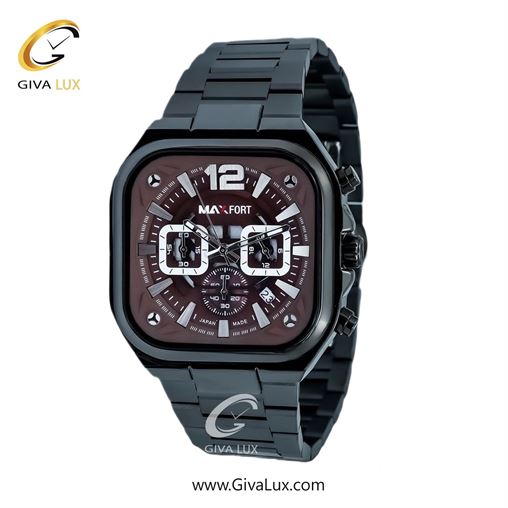 ساعت مچی اورجینال مردانه مکس فورت (MAXFORT) سه موتوره کرنوگراف مشکی | مشکی| بادمجانی| کد رفرنس MX-9007G