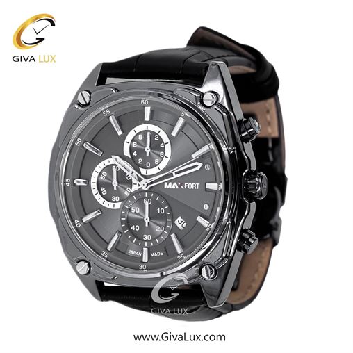 ساعت مچی اورجینال مردانه مکس فورت (MAXFORT) سه موتوره کرنوگراف تیتانیوم | مشکی| دودی|تیتانیوم| کد رفرنس MX-9011G