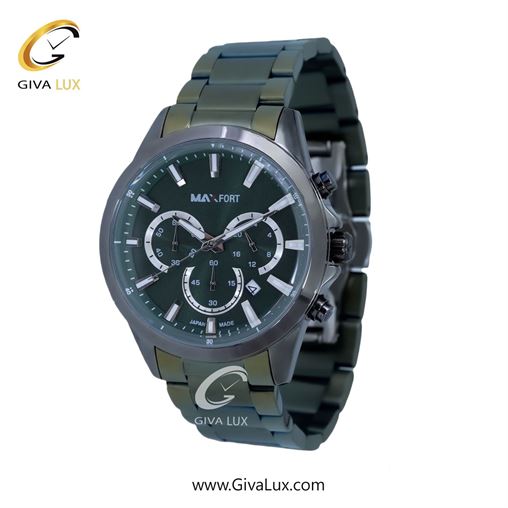 ساعت مچی اورجینال مردانه مکس فورت (MAXFORT) سه موتوره کرنوگراف تیتانیوم | سبز| سبز یشمی تیره| کد رفرنس MX-9012G