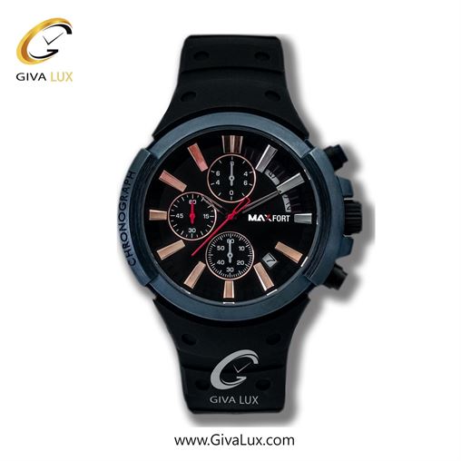 ساعت مچی اورجینال مردانه مکس فورت (MAXFORT) سه موتوره کرنوگراف تیتانیوم | مشکی| مشکی| کد رفرنس MX113-2-0