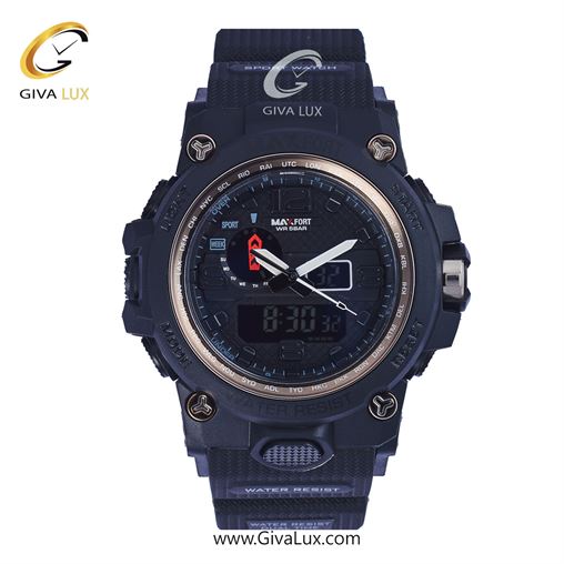 ساعت مچی اورجینال مکس فورت (MAXFORT) مردانه دو زمانه مشکی/ مشکی/ مشکی -  MX-1545/SB