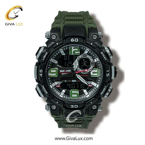 ساعت مچی اورجینال مردانه-اسپرت مکس فورت (MAXFORT) دو زمانه مشکی | سبز| مشکی| کد رفرنس MX1921-0-0