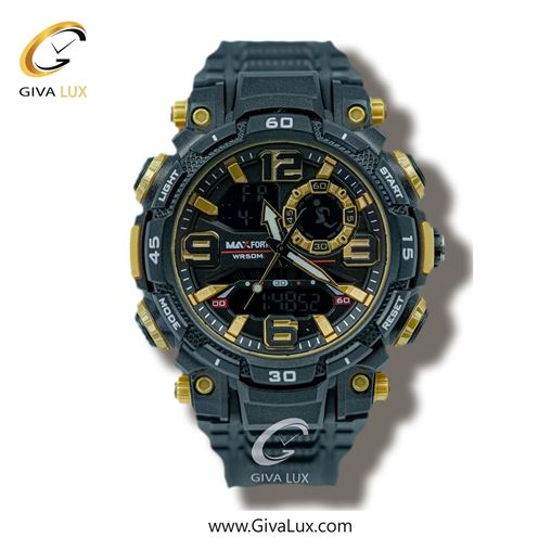 ساعت مچی اورجینال مردانه-اسپرت مکس فورت (MAXFORT) دو زمانه طوسی | طوسی| مشکی| کد رفرنس MX1921-2-0