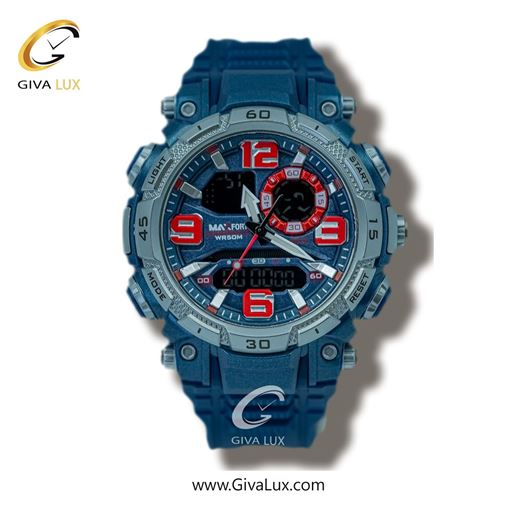 ساعت مچی اورجینال مردانه مکس فورت (MAXFORT) دو زمانه طوسی-آبی | آبی| آبی| کد رفرنس MX1921-3-0