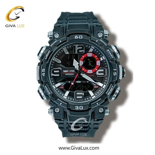 ساعت مچی اورجینال مردانه مکس فورت (MAXFORT) دو زمانه طوسی | طوسی| مشکی| کد رفرنس MX1921-4-0